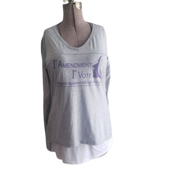 Port and Company Tops - Port and Co. 1st Amendment 1st Vote Vneck Shirt, Sz L